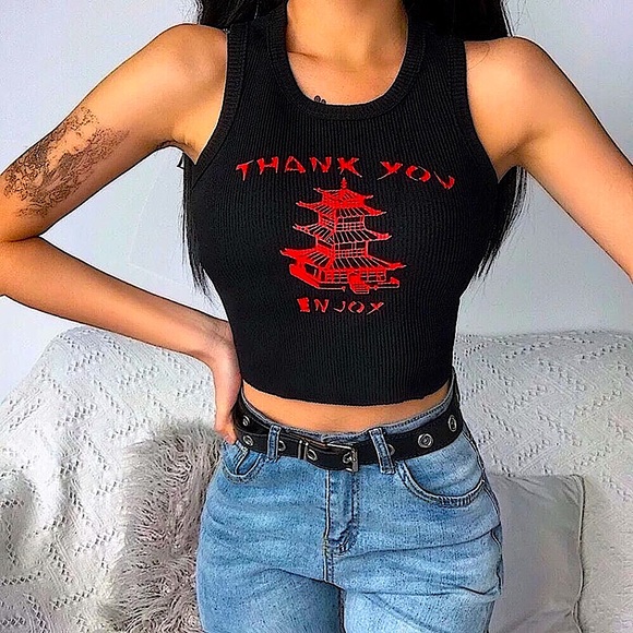 Black thank you 🥡 take out crop top - Picture 6 of 7